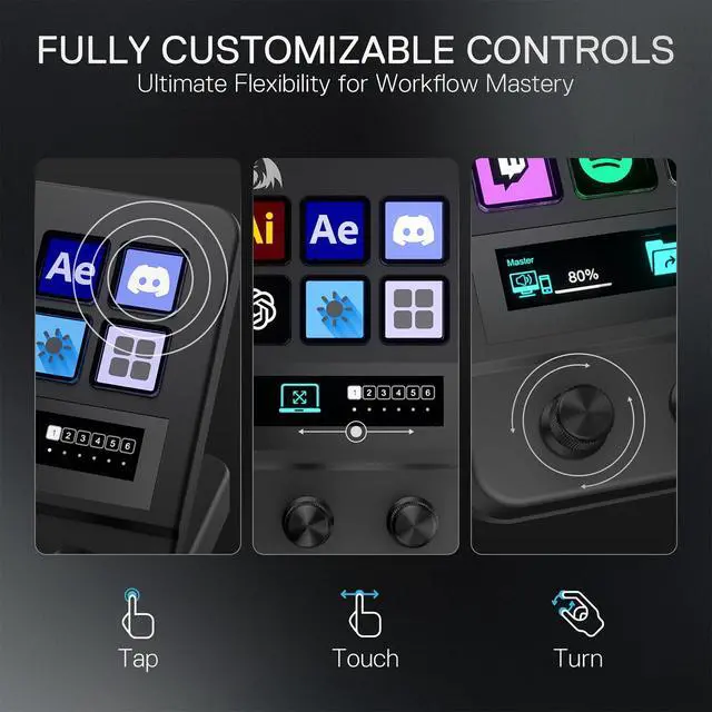 Alt view image 2 of 6 - SS552 Stream Controller - All-in-One Macro Pad with Customization Touch Strip, LCD Keys & Dials, Stream Station for Content Creators, Streaming, Gaming - PC & Mac Compatible