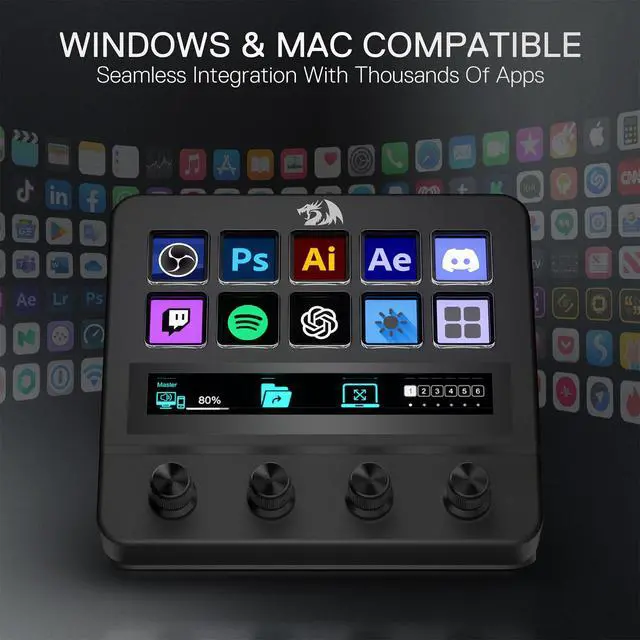 Alt view image 6 of 6 - SS552 Stream Controller - All-in-One Macro Pad with Customization Touch Strip, LCD Keys & Dials, Stream Station for Content Creators, Streaming, Gaming - PC & Mac Compatible