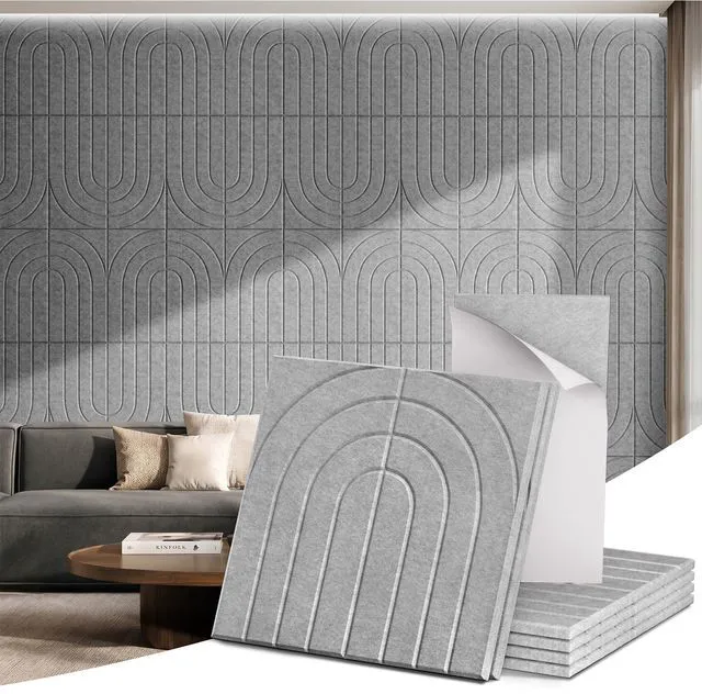 Main image of Acoustic Wall Panels 12PCS 12x24 In Sound Absorbing Panels, Gray | Self-Adhesive Acoustic Panels For Walls, Decorative Acoustical Wall Panels For Home Office Recording Studio Wall Decor