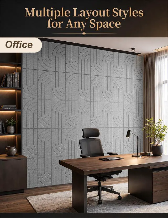 Alt view image 6 of 6 - Acoustic Wall Panels 12PCS 12x24 In Sound Absorbing Panels, Gray | Self-Adhesive Acoustic Panels For Walls, Decorative Acoustical Wall Panels For Home Office Recording Studio Wall Decor