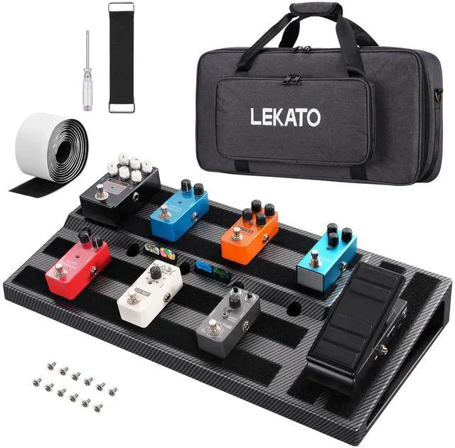 Main image of Guitar Pedal Board, Pedal Board 22"x11"x2.8", Guitar Effects Pedalboard, Built-in Compartment for Power Supply, Pedalboard with Carry Bag and Mounting Tape
