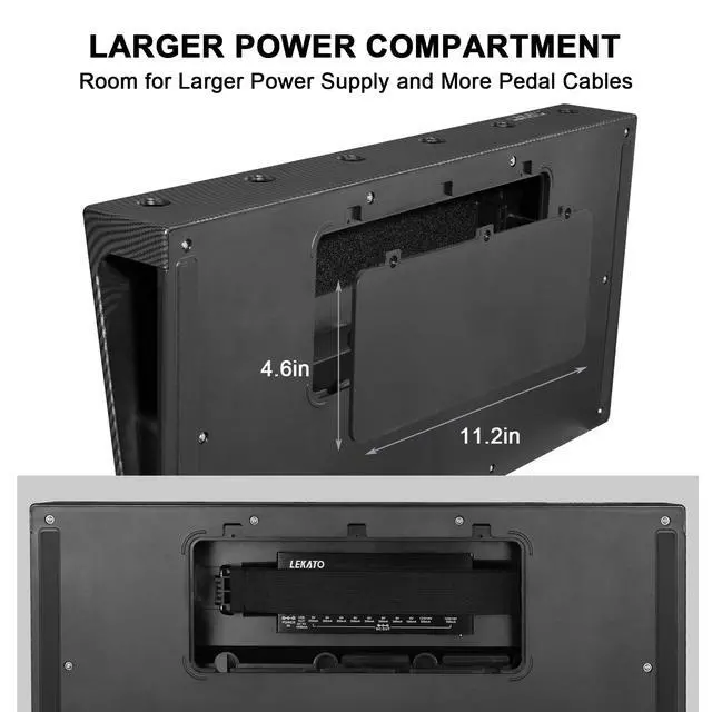 Alt view image 2 of 6 - Guitar Pedal Board, Pedal Board 22"x11"x2.8", Guitar Effects Pedalboard, Built-in Compartment for Power Supply, Pedalboard with Carry Bag and Mounting Tape