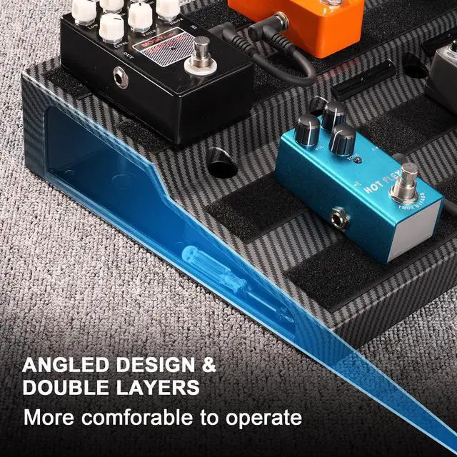Alt view image 3 of 6 - Guitar Pedal Board, Pedal Board 22"x11"x2.8", Guitar Effects Pedalboard, Built-in Compartment for Power Supply, Pedalboard with Carry Bag and Mounting Tape