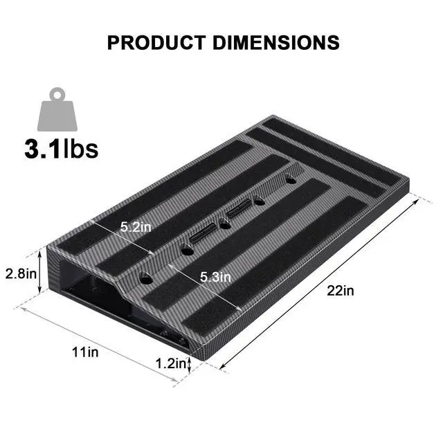 Alt view image 4 of 6 - Guitar Pedal Board, Pedal Board 22"x11"x2.8", Guitar Effects Pedalboard, Built-in Compartment for Power Supply, Pedalboard with Carry Bag and Mounting Tape