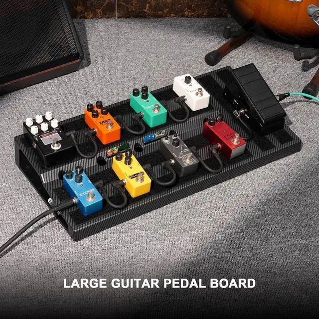 Alt view image 6 of 6 - Guitar Pedal Board, Pedal Board 22"x11"x2.8", Guitar Effects Pedalboard, Built-in Compartment for Power Supply, Pedalboard with Carry Bag and Mounting Tape