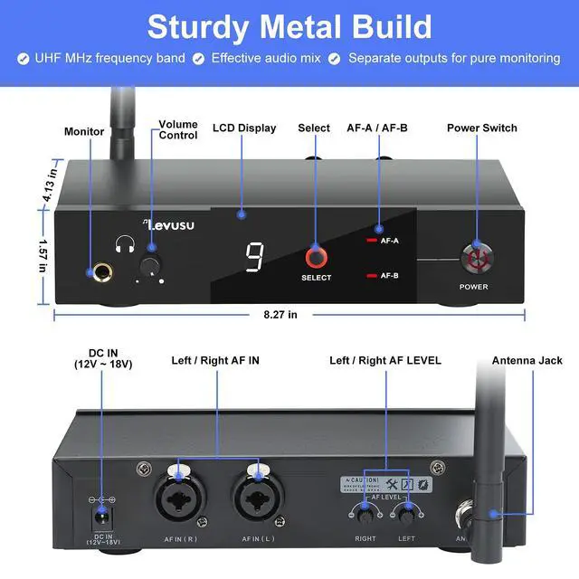 Alt view image 2 of 6 - UHF Wireless in-Ear Monitor System with Earphone,180Ft, Rack Mount, Professional IEM Stereo System Transmitter and Beltpack for Studio, Guitar, Band Rehearsal, Live Performance (1 Bodypack)