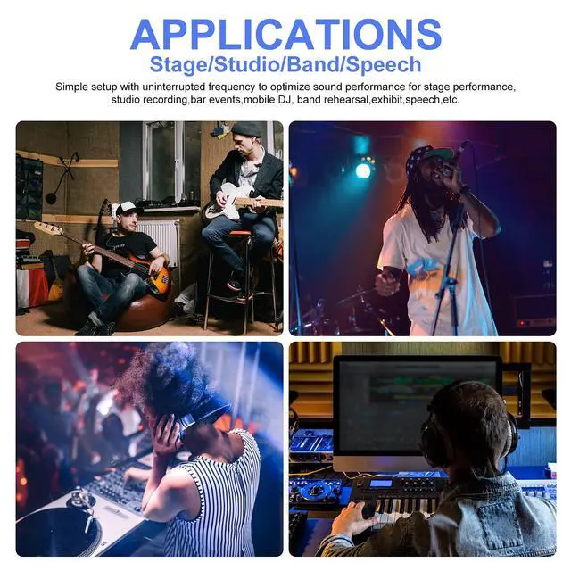 Alt view image 5 of 6 - UHF Wireless in-Ear Monitor System with Earphone,180Ft, Rack Mount, Professional IEM Stereo System Transmitter and Beltpack for Studio, Guitar, Band Rehearsal, Live Performance (1 Bodypack)
