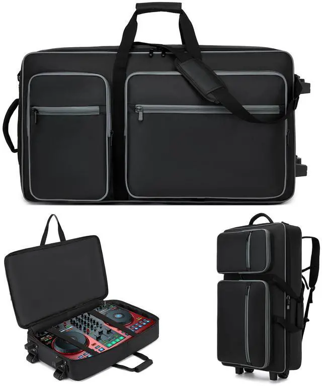 Main image of DJ Case with Wheels Compatible with DDJ FLX10/1000/1000SRT/REV7/REV5/SCLIVE 4,DJ Controller Case for Pioneer DJ Equipment,DJ Controller Bag with Multi-pocket for DJ Accessories,Soft DJ Backpack