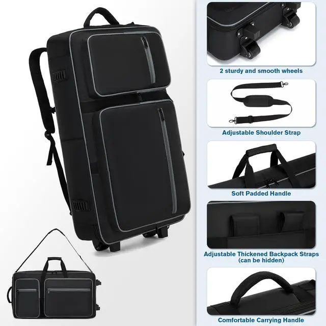 Alt view image 5 of 6 - DJ Case with Wheels Compatible with DDJ FLX10/1000/1000SRT/REV7/REV5/SCLIVE 4,DJ Controller Case for Pioneer DJ Equipment,DJ Controller Bag with Multi-pocket for DJ Accessories,Soft DJ Backpack