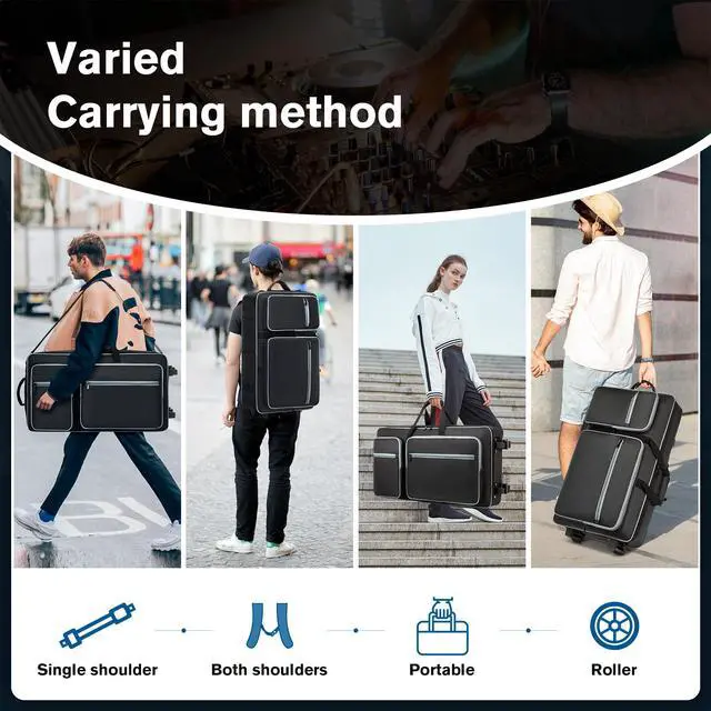 Alt view image 6 of 6 - DJ Case with Wheels Compatible with DDJ FLX10/1000/1000SRT/REV7/REV5/SCLIVE 4,DJ Controller Case for Pioneer DJ Equipment,DJ Controller Bag with Multi-pocket for DJ Accessories,Soft DJ Backpack