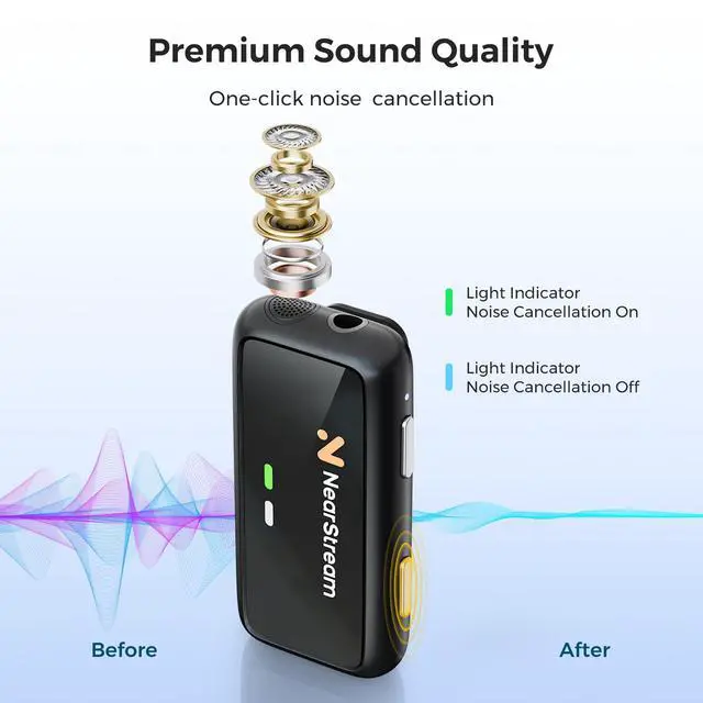 Alt view image 3 of 6 - Wireless Lavalier Microphone for iPhone/Android/Camera/PC | AI Noise Cancellation, 7H Battery Life, 656ft Transmission, LCD Display, Wireless Lapel Microphone for Streaming, Recording