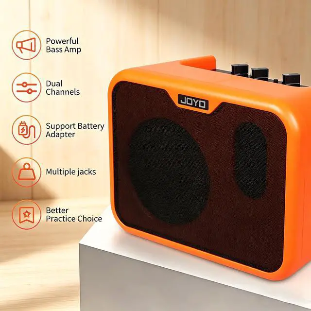 Alt view image 2 of 6 - 10W Small Acoustic Guitar Amplifier with 15ft Guitar Cable Portable Mini Practice Amp Battery Powered Combo Dual Channel (CMA-10A)