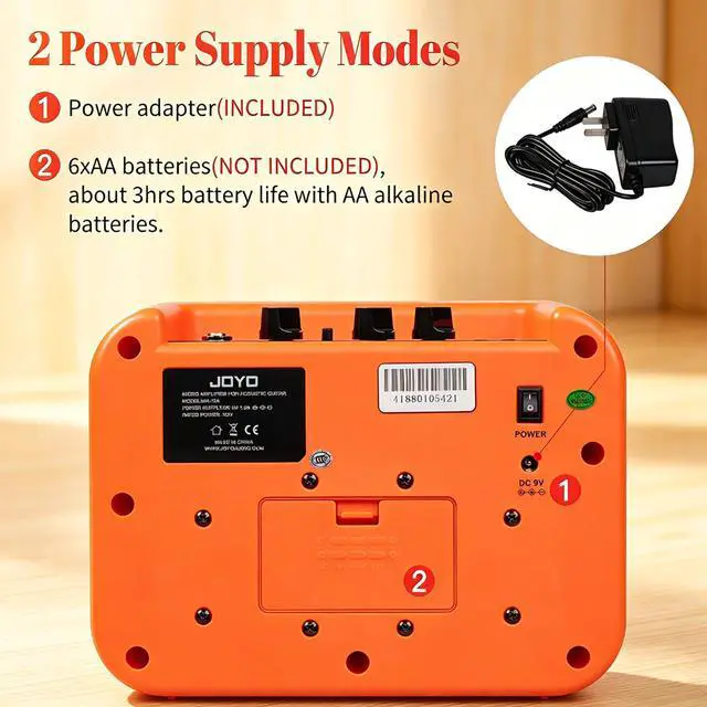 Alt view image 5 of 6 - 10W Small Acoustic Guitar Amplifier with 15ft Guitar Cable Portable Mini Practice Amp Battery Powered Combo Dual Channel (CMA-10A)