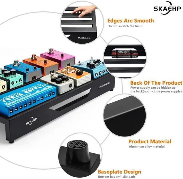 Alt view image 2 of 5 - Guitar Pedal Board, Pedalboard 22" x 12.5" 5.45 lb | Lightweight Aluminum Alloy, Pedal Board with Carry Bag, Hook Loop Strips