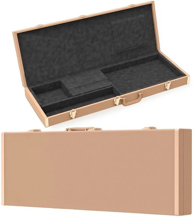 Main image of Hard Shell Electric Guitar Case, 39in Square Protective Guitar Hard Case with Lock & Metal Feet, Heavy-Duty Carrying Case for KST/KTL/170 Electric Guitars, Elegant Brown
