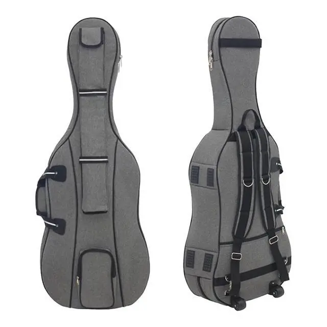 Main image of Cello Case 4/4 with Wheels, Full Size Cello Rolling Gig Backpack Bag | Soft Thick Padded, Multiple Accessory Pockets, Cello Bag with Backpack-straps for Band Practice / Gig / Travel
