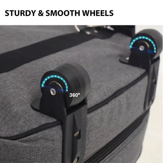 Alt view image 2 of 6 - Cello Case 4/4 with Wheels, Full Size Cello Rolling Gig Backpack Bag | Soft Thick Padded, Multiple Accessory Pockets, Cello Bag with Backpack-straps for Band Practice / Gig / Travel