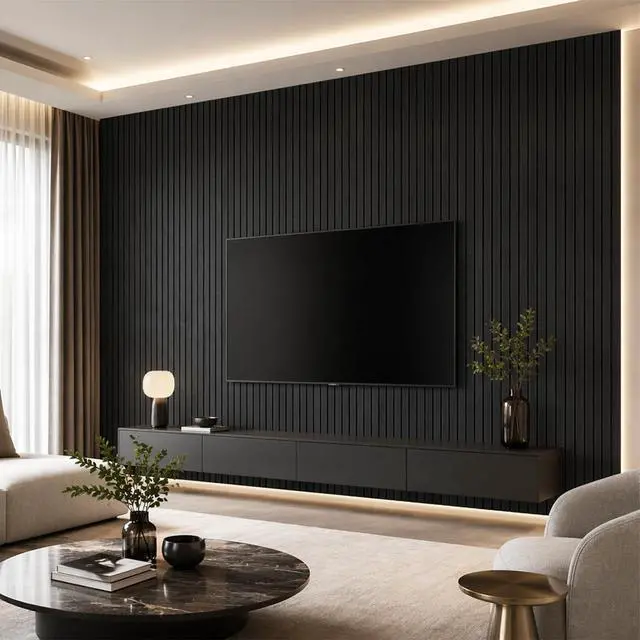 Alt view image 3 of 6 - 4 Pack Black Acoustic Wall Panels, 48 x 24 Inch Large Sound Dampening Panel | Decorative Self-Adhesive Sound Proof Panels for Recording Studio, Home, Office, Theater
