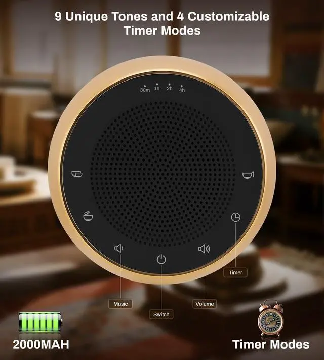 Alt view image 5 of 6 - Tibetan Singing Bowls Machine - 9 Sound Bowls for Yoga, Meditation, Mindfulness, Healing, Chakra Healing and Stress Relief, Timer and Memory Features, Gold Bronze