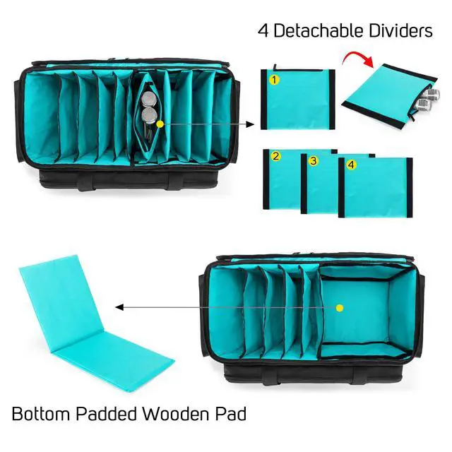 Alt view image 2 of 6 - Cable File Gig Bag with Padded Bottom for Sound Equipment, Bag Only | Dividers, DJ Wire Bag for 14"Laptop, Sound Equipment, DJ Gear and Musician Accessories