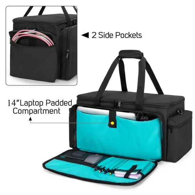 Alt view image 3 of 6 - Cable File Gig Bag with Padded Bottom for Sound Equipment, Bag Only | Dividers, DJ Wire Bag for 14"Laptop, Sound Equipment, DJ Gear and Musician Accessories