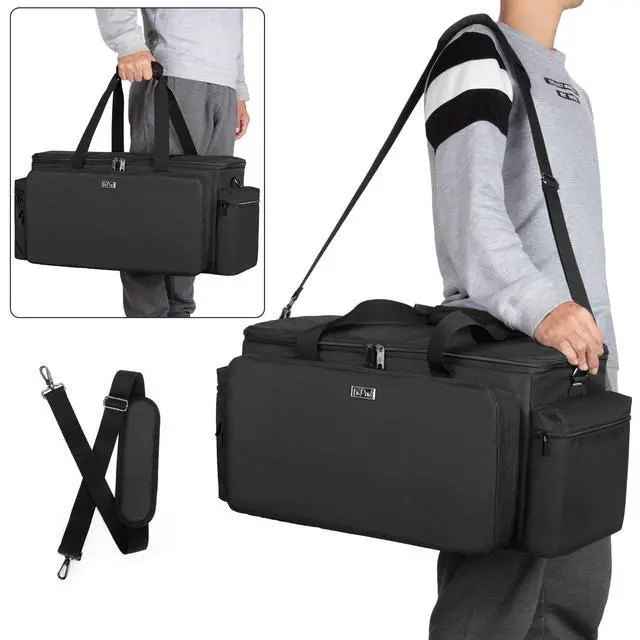 Alt view image 5 of 6 - Cable File Gig Bag with Padded Bottom for Sound Equipment, Bag Only | Dividers, DJ Wire Bag for 14"Laptop, Sound Equipment, DJ Gear and Musician Accessories