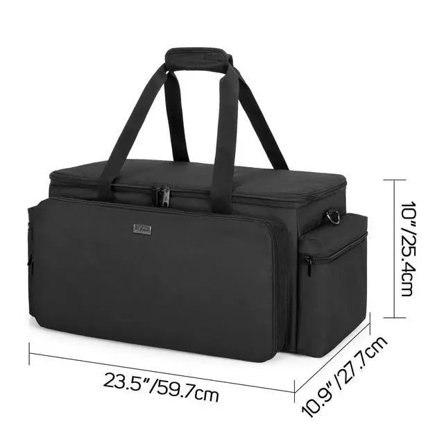 Alt view image 6 of 6 - Cable File Gig Bag with Padded Bottom for Sound Equipment, Bag Only | Dividers, DJ Wire Bag for 14"Laptop, Sound Equipment, DJ Gear and Musician Accessories