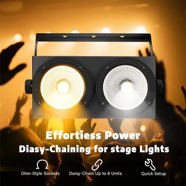 Alt view image 6 of 6 - 200W COB Blinder Light, DMX512 LED PAR Can Stage Light | 2-in-1 Cool/Warm White LED, Sound Control, High Output COB Design for Weddings, Churches, Concerts, DJ and Stage Events