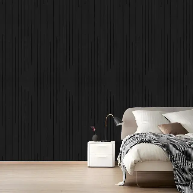 Alt view image 6 of 6 - Acoustic Wall Panels Sound Absorbing Panels Noise Reducing for Walls | 4 Pack 47*24 Inch High Density Self-Adhesive Sound Proof Panels Intermittent Vertical Fluted Large Acoustic Panel, Black