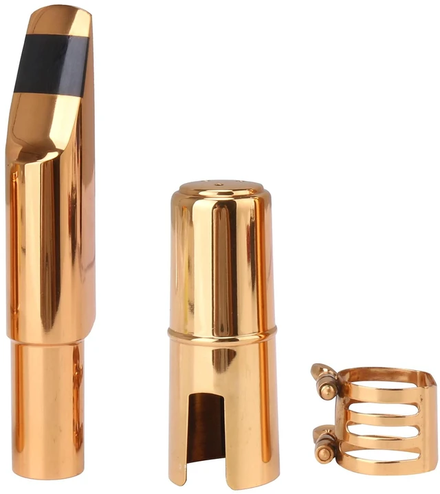 Main image of Brass Baritone Sax Mouthpiece with Ligature & Cap #6 Golden Replacement for baritone saxophone