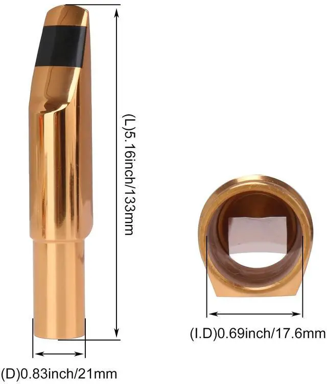 Alt view image 3 of 6 - Brass Baritone Sax Mouthpiece with Ligature & Cap #6 Golden Replacement for baritone saxophone