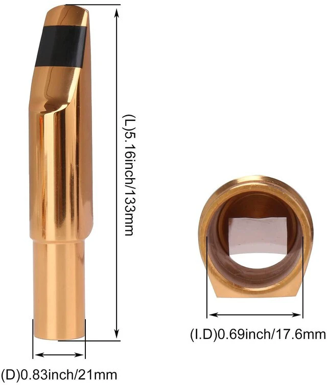 Alt view image 6 of 6 - Brass Baritone Sax Mouthpiece with Ligature & Cap #6 Golden Replacement for baritone saxophone