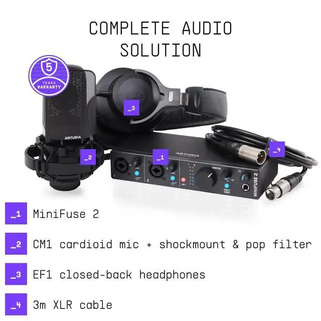 Alt view image 6 of 6 - MiniFuse USB Audio & MIDI Interface, MiniFuse 2 Recording Pack | Record voice guitar and synths, best-in-class sound specs, pair with any microphone, Ableton Live Lite