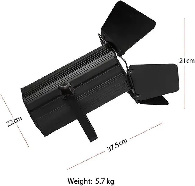 Alt view image 3 of 6 - 200W COB Stage Light with Barn Doors, Spotlights | Linear Zoom 10°-60° Adjustable, Warm White 3000K & Cool White 5700K, DMX512 Sound Activated for Church Wedding Theater