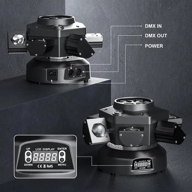 Alt view image 5 of 6 - Moving Head DJ Lights, 150W RGBW LED Moving Head Light with Mixed Lighting Effects, 6 Arms Party Lights Support DMX-512 & Sound Activated, Stage Lights for Party Disco KTV Wedding Club