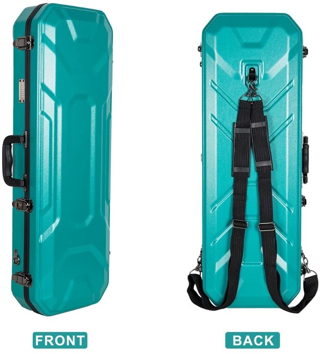 Alt view image 3 of 6 - Oblong Case fits 4/4 Full-Size Violin, Includes Interior Compartment, 2 Bow Holders, Security Lock, and Detachable Straps-Mint Blue (CRA860VFMB-R)