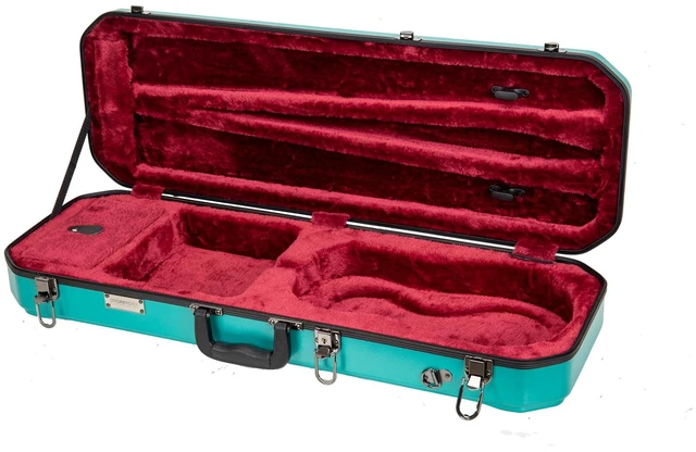 Alt view image 6 of 6 - Oblong Case fits 4/4 Full-Size Violin, Includes Interior Compartment, 2 Bow Holders, Security Lock, and Detachable Straps-Mint Blue (CRA860VFMB-R)