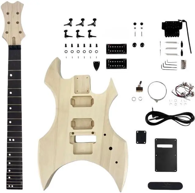 Main image of Electric Guitar Kit Basswood guitar body 24 fret 25.5 inch Mahogany Neck Rosewood Fretboard Bolt on heel Build your own guitar kit