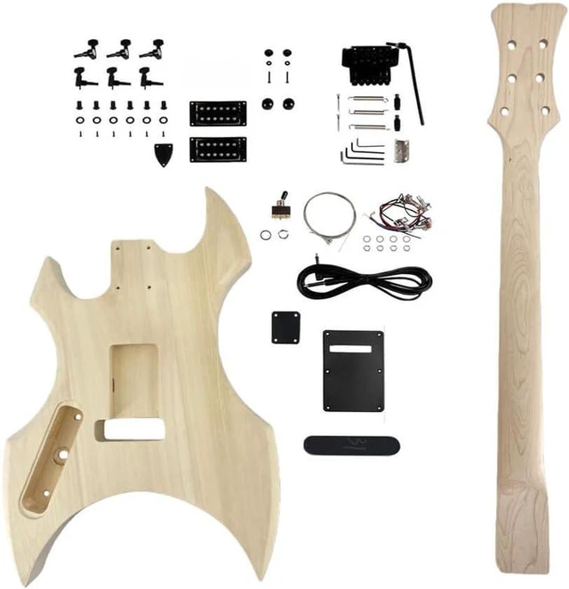 Alt view image 2 of 6 - Electric Guitar Kit Basswood guitar body 24 fret 25.5 inch Mahogany Neck Rosewood Fretboard Bolt on heel Build your own guitar kit
