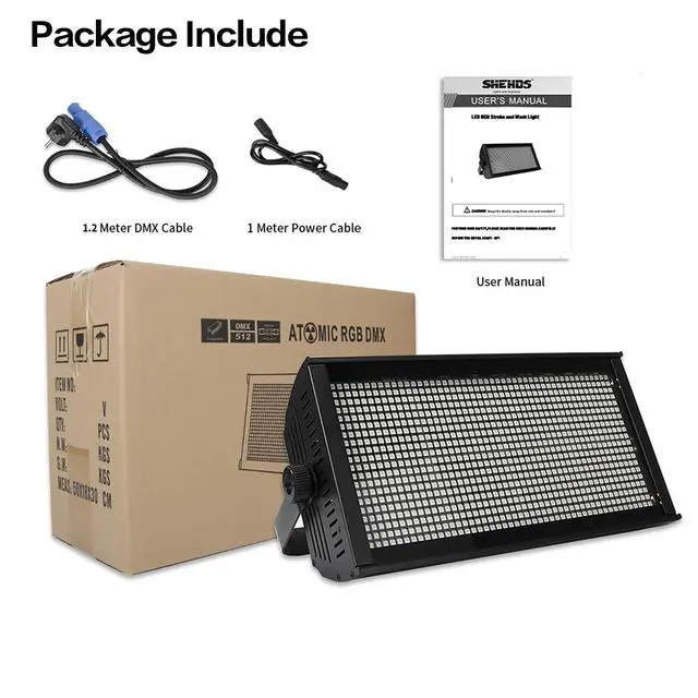 Alt view image 6 of 6 - Stage Light Wash Strobe LED 200W RGB Marquee (8 Segments) Uplights | DMX512 Metal Housing DJ Light for Party Disco Wedding Holiday KTV Birthday