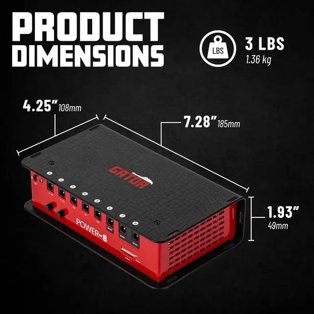 Alt view image 4 of 6 - Cases Guitar Effects Pedal Power with 8 Isolated Outputs | Maximum Output Current: 1600mA (GTR-PWR-8)
