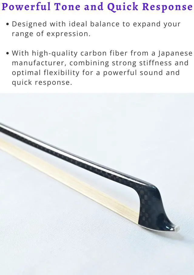Alt view image 4 of 6 - Carbon Fiber Violin Bow with Snakewood Frog AW-201