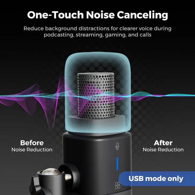 Alt view image 5 of 6 - AM10X USB/XLR Dynamic Podcast Microphone with Boom Arm | Supercardioid Mic with AI Noise Cancellation, Mute, Gain and Monitoring, for PC, Audio Mixer, Podcasting, Streaming, Gaming