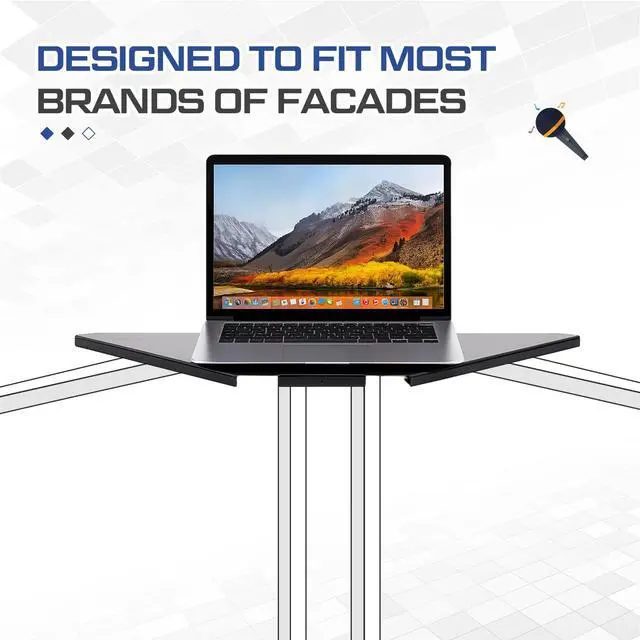Alt view image 5 of 6 - 2 Pack DJ Facade Corner Shelf Metal 26"x13" Portable Booth Shelves for Any DJ Facade Cover Event Sturdy Black