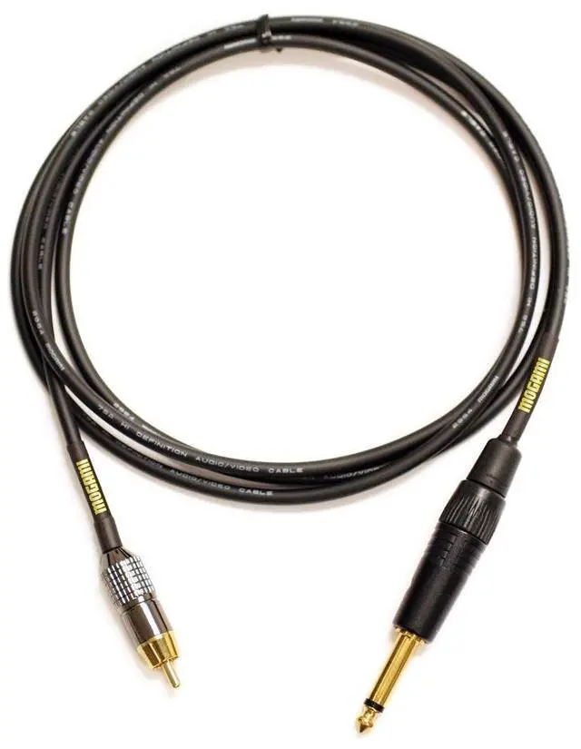 Main image of GOLD TS-RCA-06 Unbalanced Audio Adapter Cable, 1/4" TS Male Plug and RCA Male Plug, Gold Contacts, Straight Connectors, 6 Foot