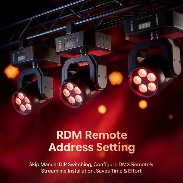 Alt view image 5 of 6 - Mini Dj Moving Head Lights, RGBW 60W Stage Wash Lighting with Remote Control Sound Active DMX512 for Small Venues, DJ, Bar, Home, Theater, Wedding, Band, Performance (2 Packs)