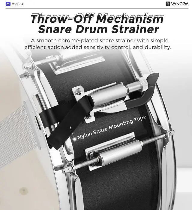 Alt view image 3 of 6 - Snare Drum Kit with Remo Head 14" x 5.5" Student Marching School Band Beginner Practice Snare Drum with Stand, Drumstick Holder, Padded Gig Bag, Mute Pad, Neck Strap, and 5A Drum Sticks, Black