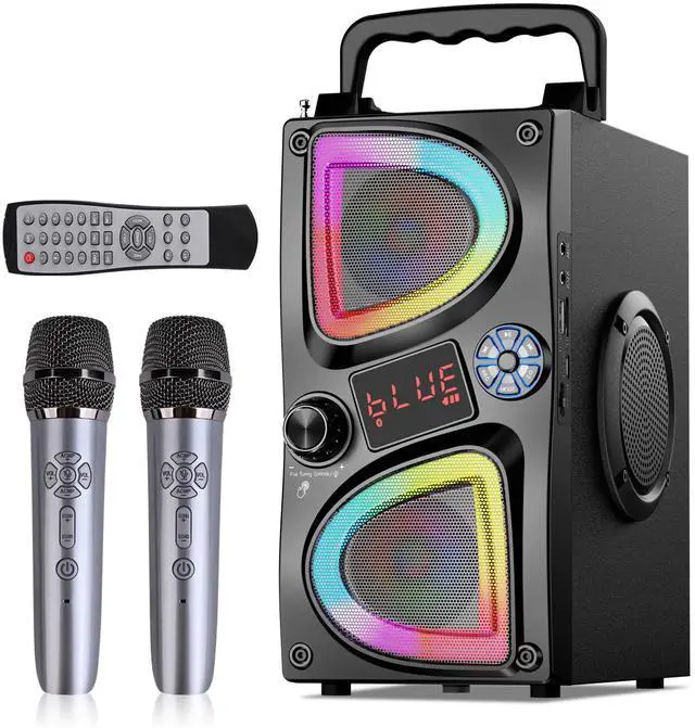 Main image of Bluetooth Speaker, 60W(Peak) Wireless Portable Bluetooth Speakers, Beat-Driven Lights, Loud Stereo Small Party Speaker with Double Woofer, Speakers with Two Microphone for Outdoor, Garage, Camping