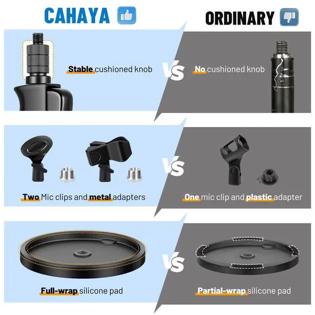 Alt view image 3 of 6 - Microphone Stand Floor Adjustable - Mic Stand Universal with 7.12 lbs Weighted Round Metal Base Mic Stands with Phone Holder Mic Floor Stand with 2 Mic Clips and 3/8'' to 5/8'' Adapter