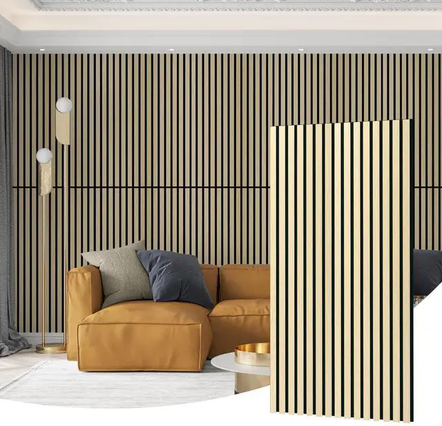 Main image of Soundproof Wood Slat Wall Panel, Thick, 2 Pack, Oak | 3D Soundproof Wall Panels, Large Acoustic Panels, for Interior Ceiling, Wall Decor Noise Reduction, 48.03 x 23.82 x 0.83 Inch